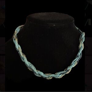 Lucky brand beaded embroidered Chic Twisted necklace lightweight chocker 19”